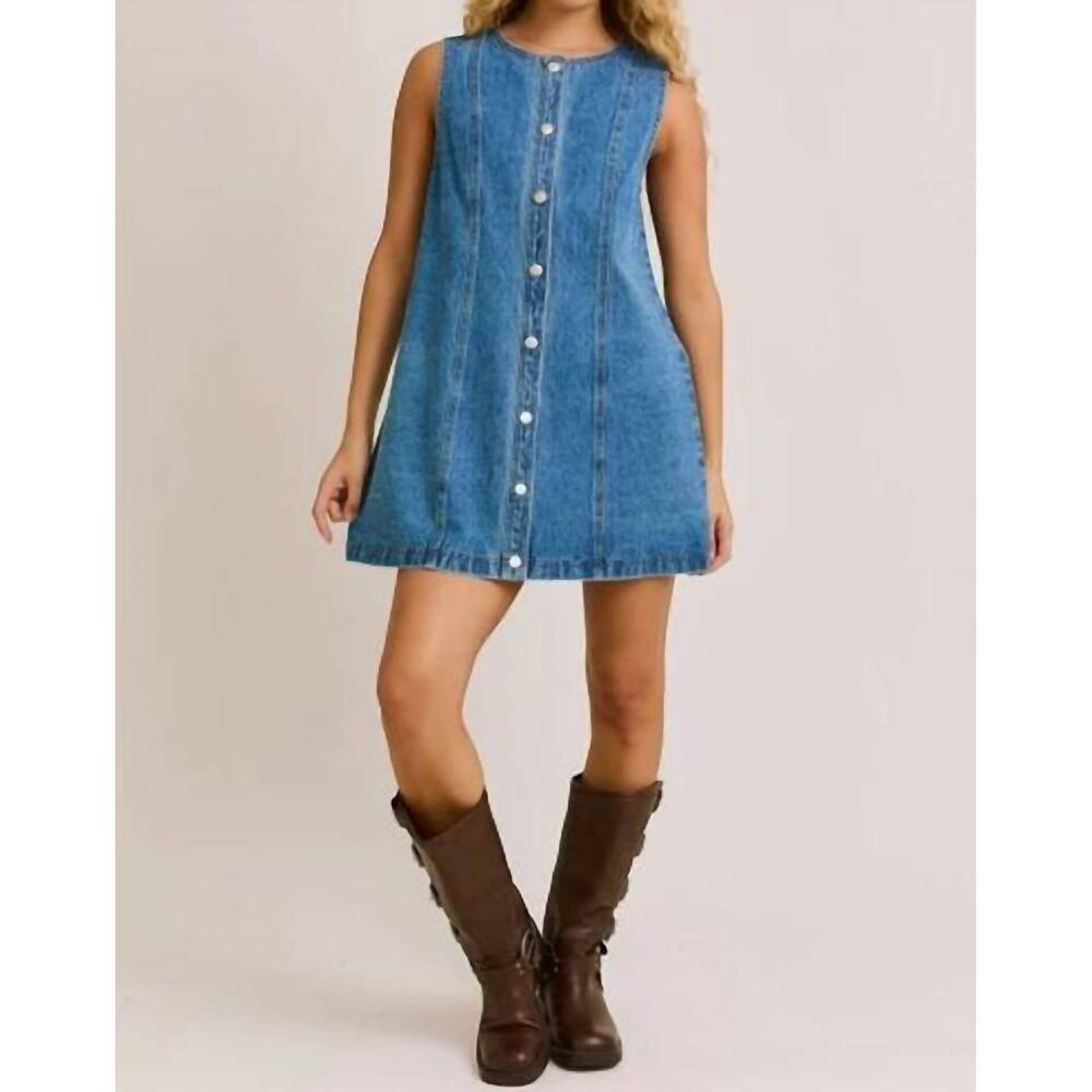 NEW LE LIS clare mini dress in denim blue - Picture 4 of 6